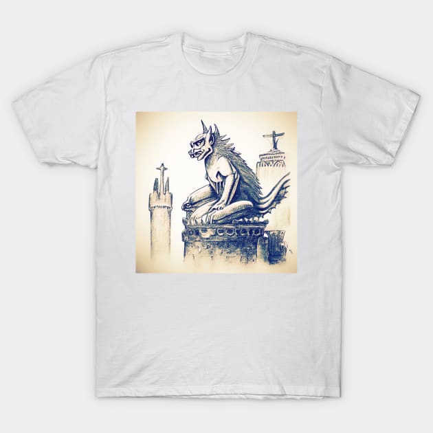 Gargoyle on the tower T-Shirt by AnnArtshock